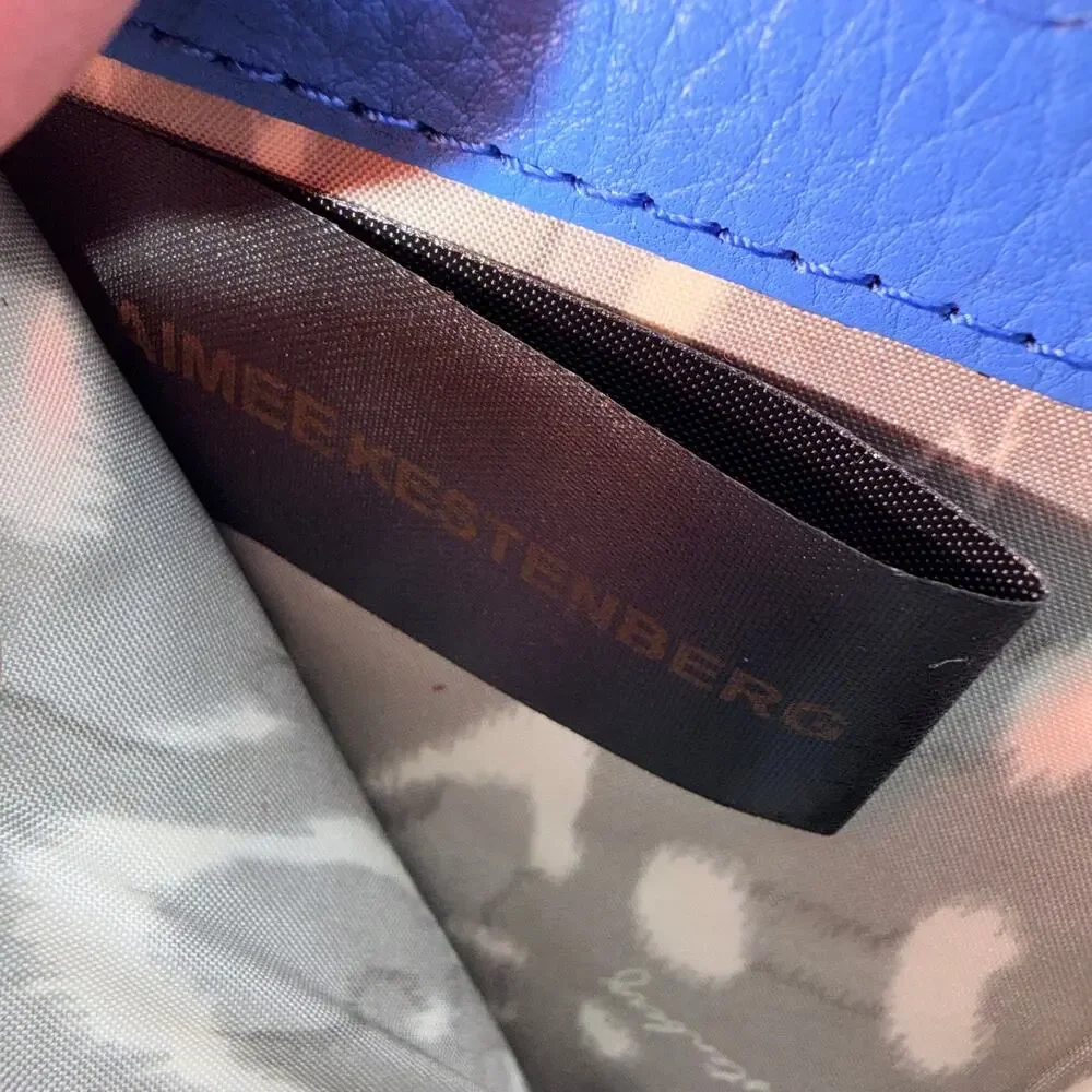 Aimee Kestenberg Blue Leather Zip Around Wallet Card Case Coin Purse